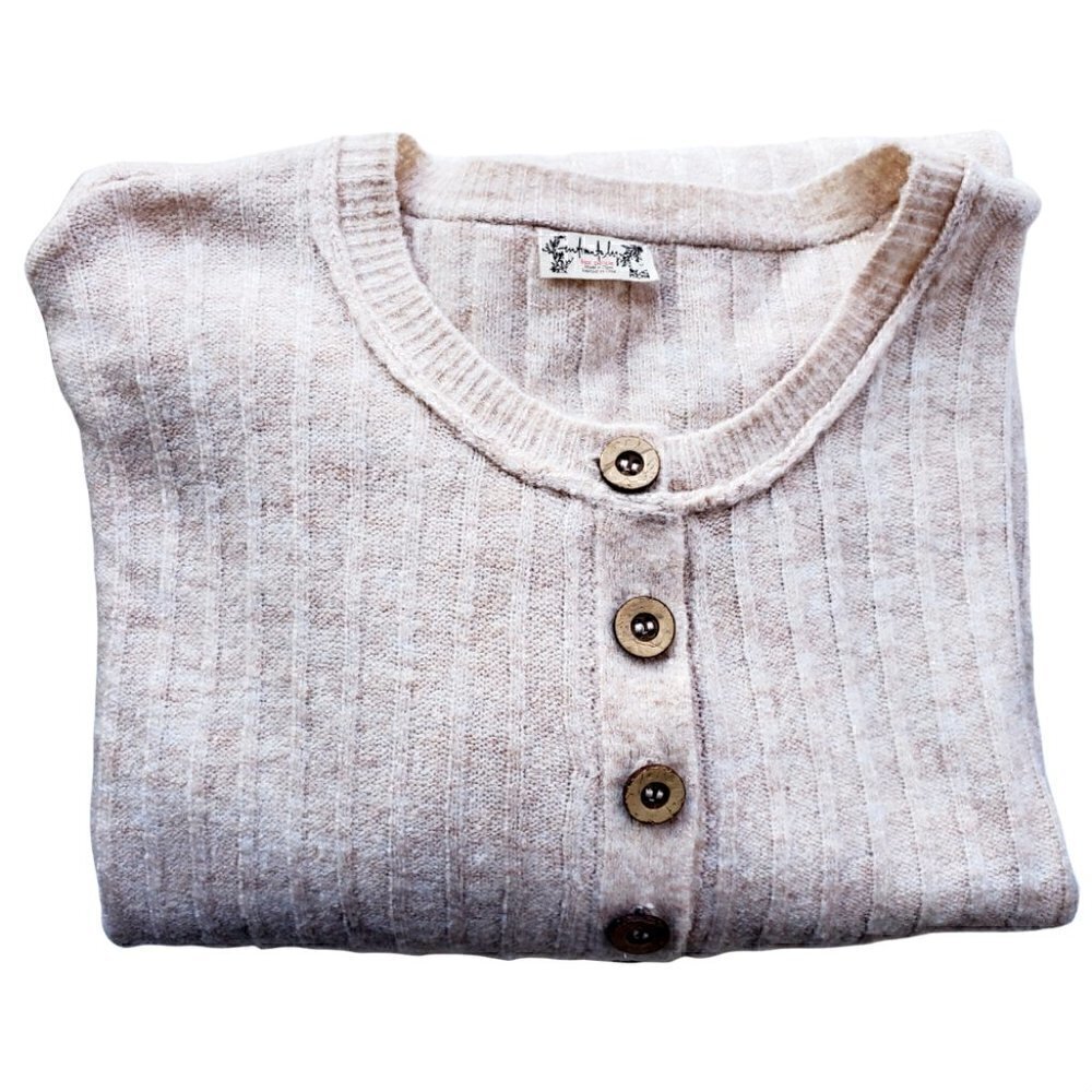 Free People Oversized Retro Trendy Ribbed Knit Acrylic Coastal Sweater. Small - Picture 5 of 10